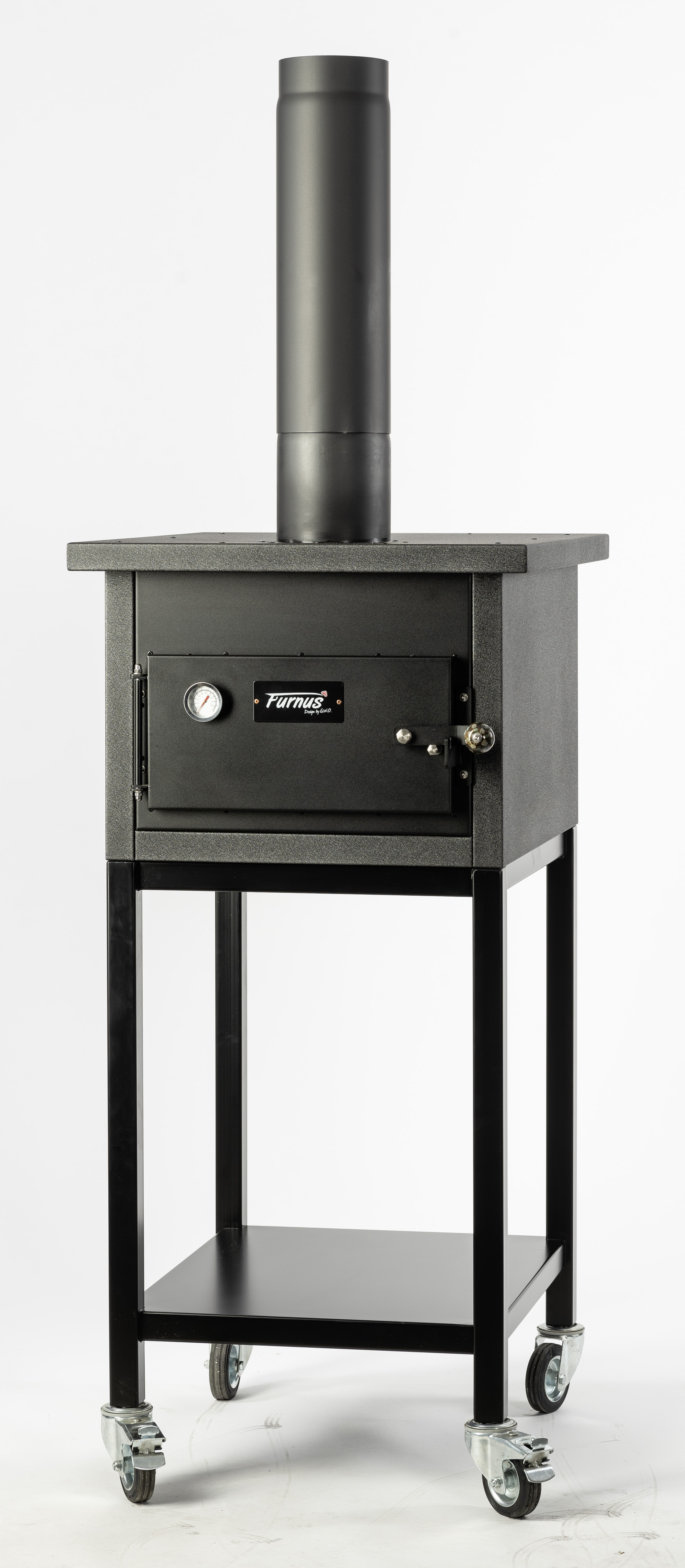 Furnus Q1 Holzbackofen schwarz (inkl. Untergestell und Räder)