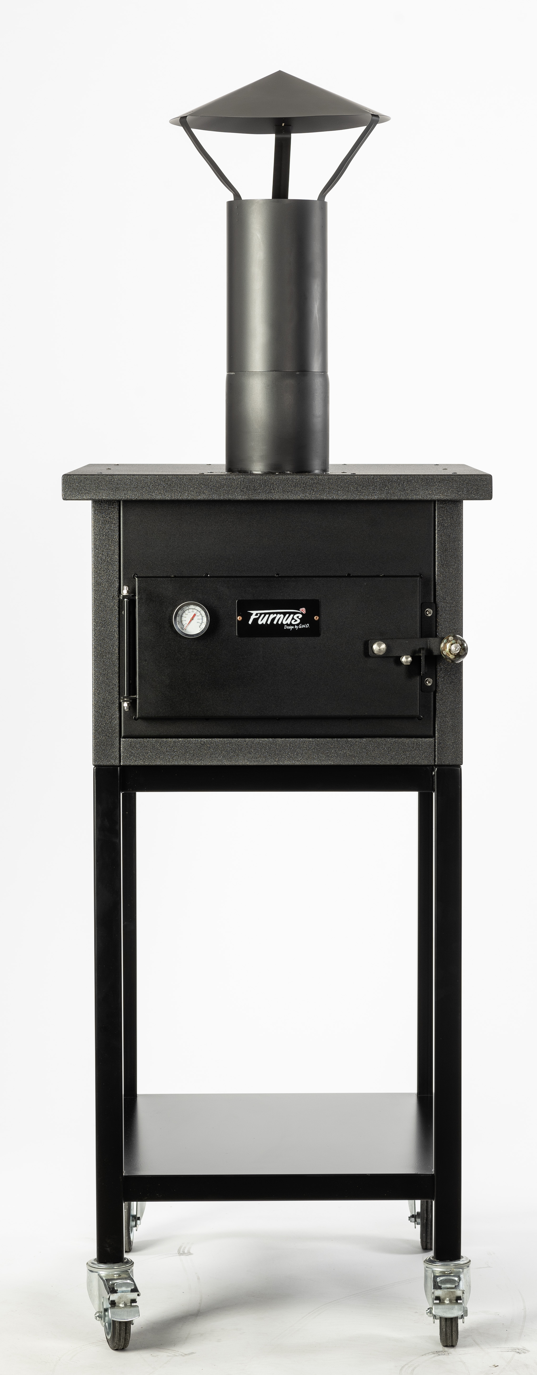 Furnus Q1 Holzbackofen schwarz (inkl. Untergestell und Räder)