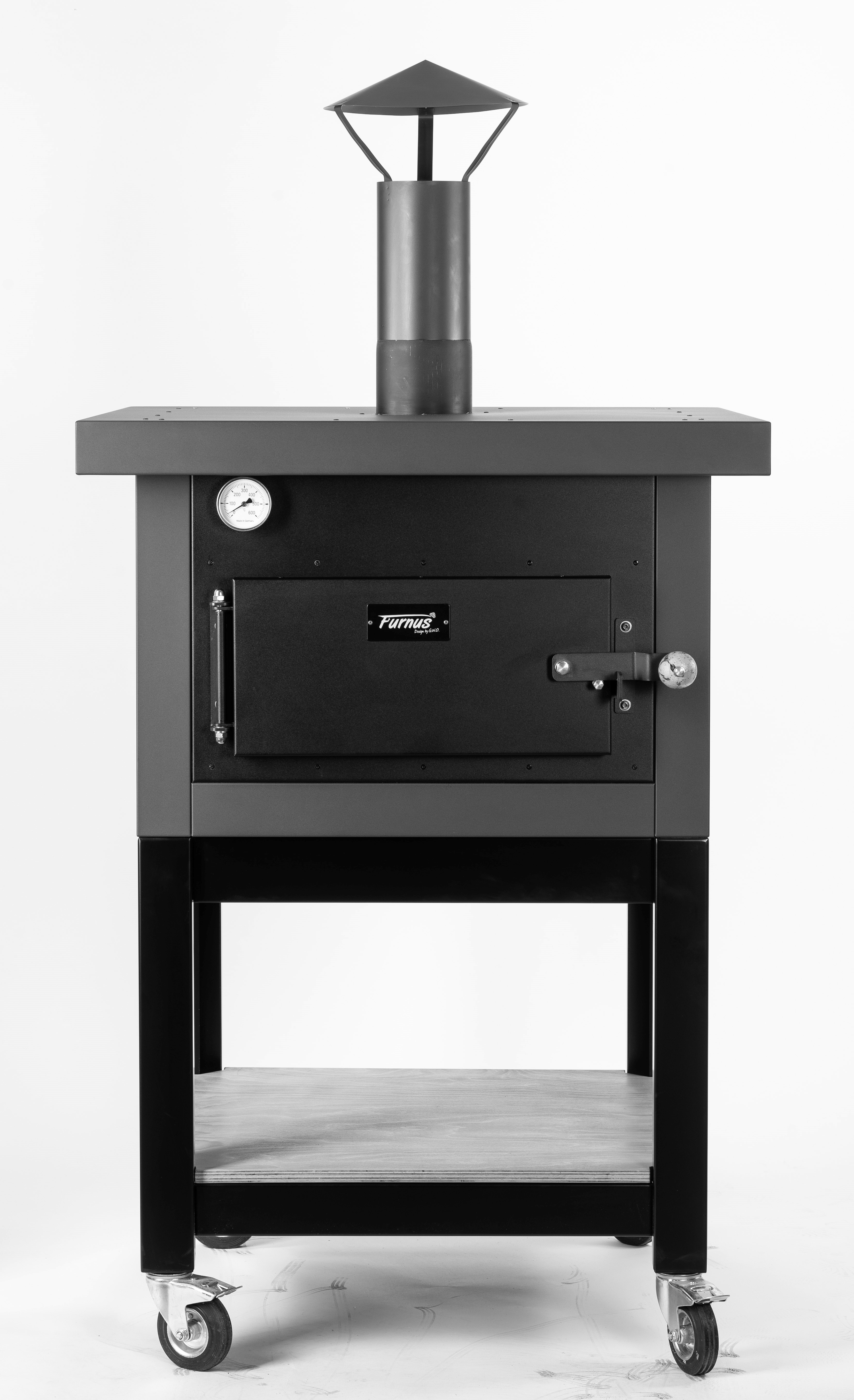 Furnus Q10 Holzbackofen schwarz (inkl. Untergestell und Räder)