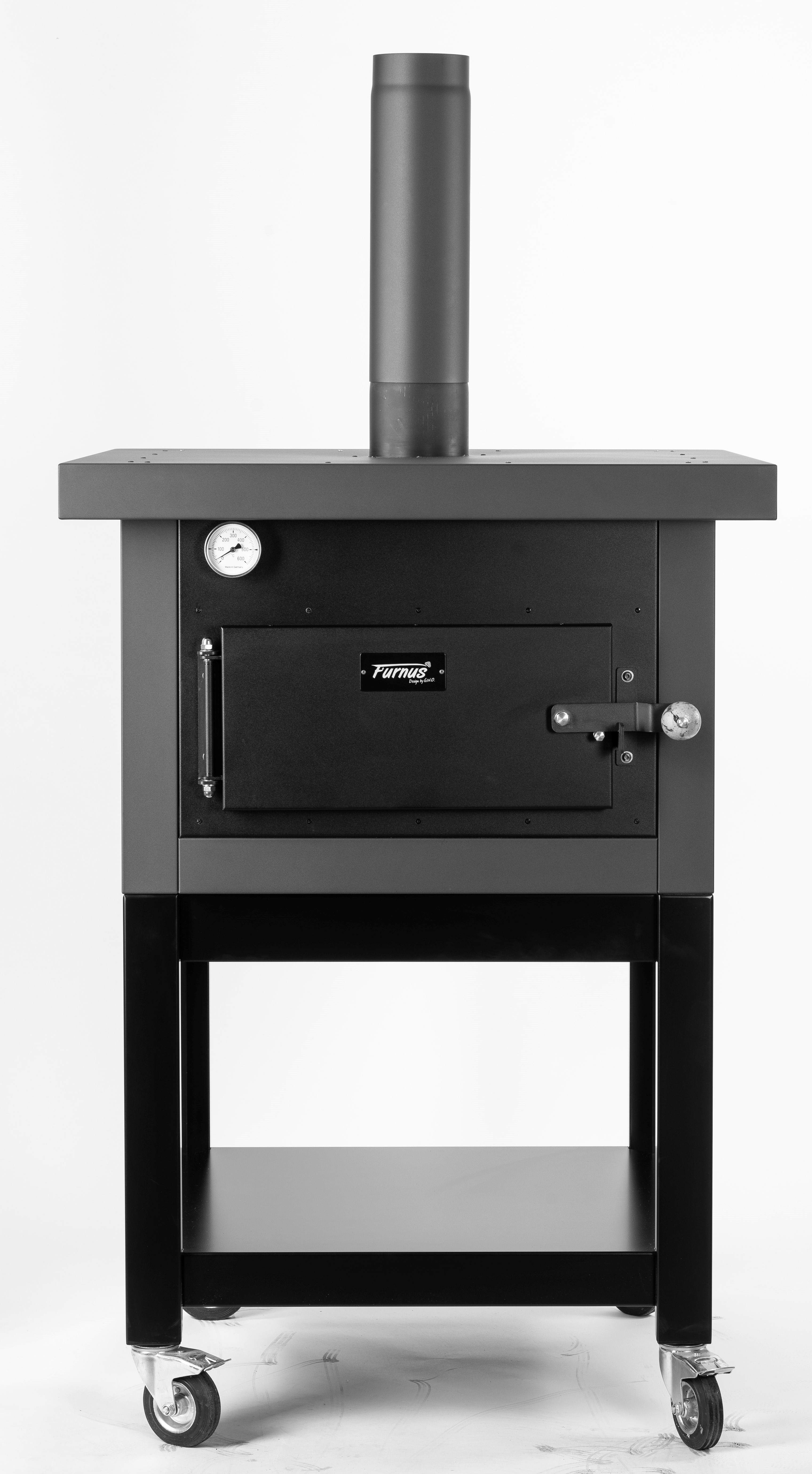 Furnus Q10 Holzbackofen schwarz (inkl. Untergestell und Räder)