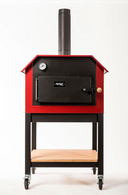 Furnus S10 Holzbackofen rot (inkl. Untergestell und Räder)