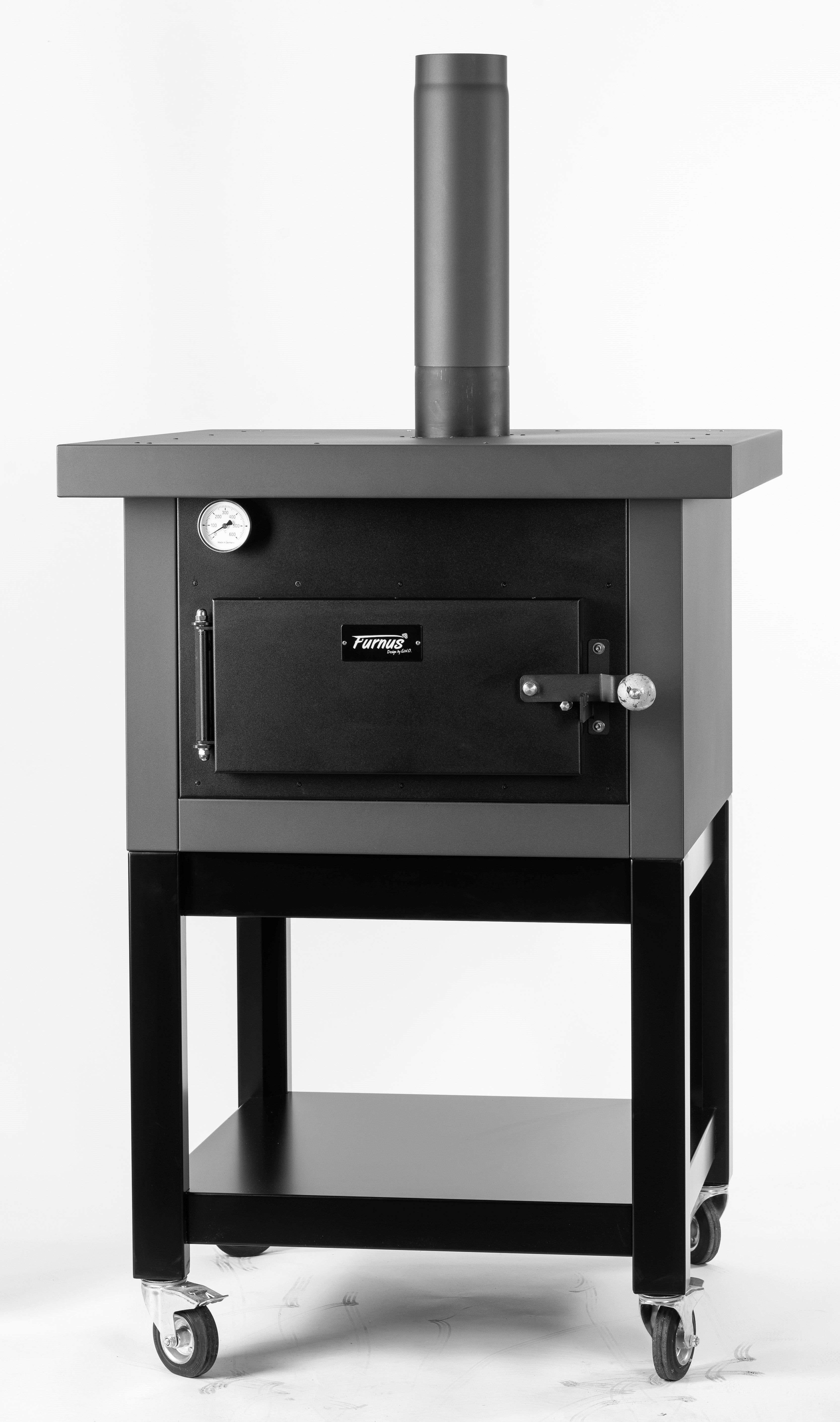 Furnus Q10 Holzbackofen schwarz (inkl. Untergestell und Räder)
